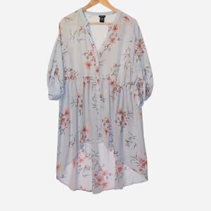 Torrid Lexie Women's Chiffon Floral Tunic Baby Doll Low High Sheer Size 1
